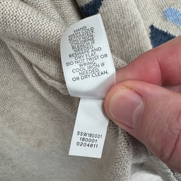 J. Jill Southwest Print Open Front Cardigan Sweater Womens Medium Beige Blue - Picture 10 of 13